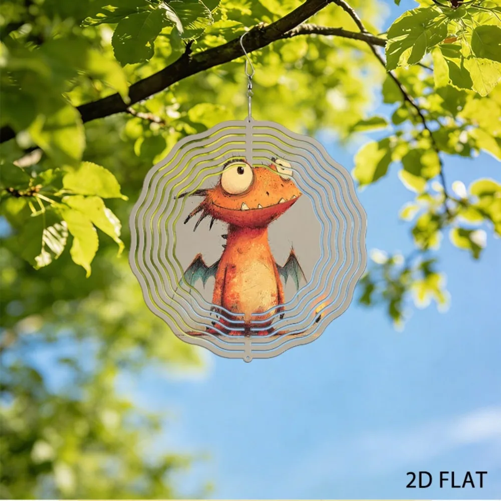 

Cute Orange Dragon Wind Chime, Iron Garden Art Decor, Playful Cartoon Outdoor Hanging Ornament with Wings & Flame Tail
