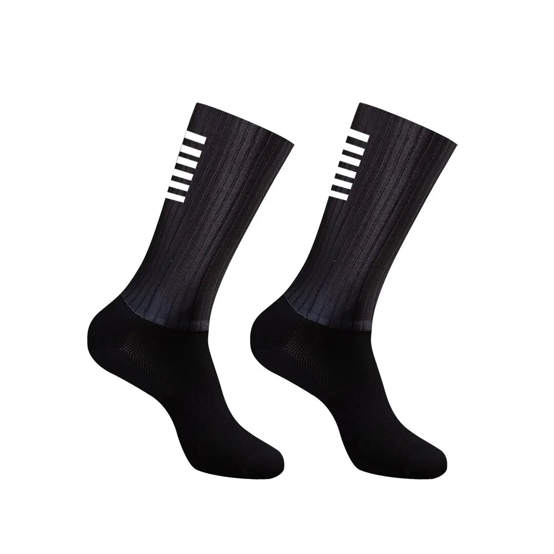 Cycling Knee High Socks Men Anti Slip Silicone Aero Whiteline Bicycle Sport Running Bike Hose