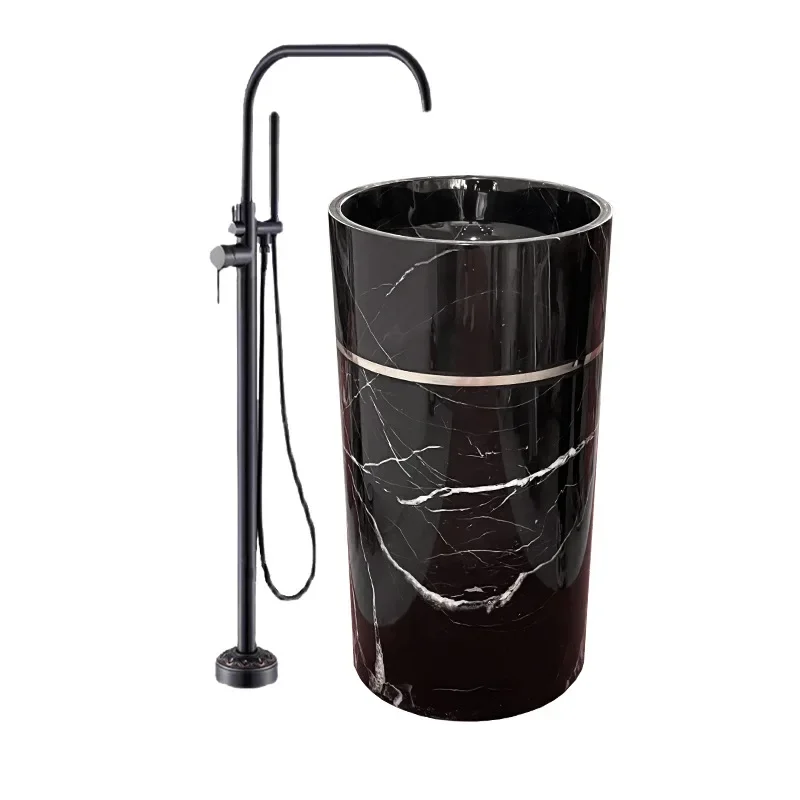 

Marble jazz, decorative wash basin integrated, bathroom pillar basin