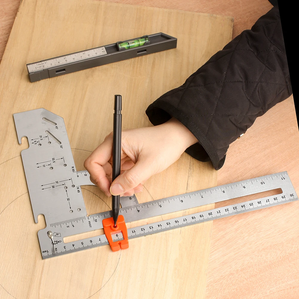 Rongpro 7in/12in Stainless Steel Joiner  Metal Square Angle Marking Right Ruler Try Carpenter Square For Woodworker Horizontal