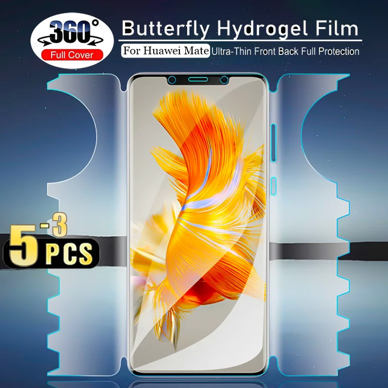 

5-3PCS 360° Butterfly Hydrogel Film For Huawei P60 P50 P40 P30 Pro Mate 60 50 40 Pro Plus Full Cover Screen Protector Soft Film