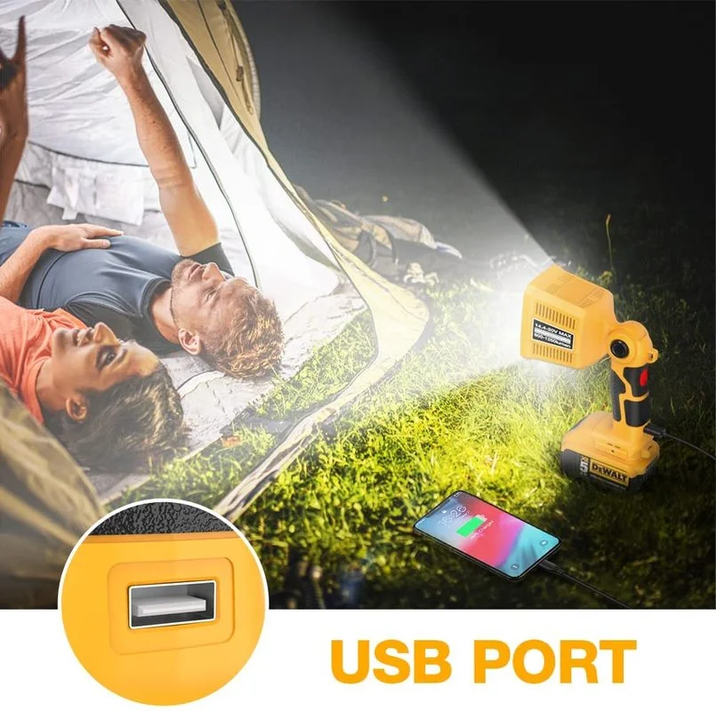 Imagem -06 - Luz de Trabalho Led para Dewalt Handheld Lanterna Jobsite Luz 20v Max Baterias de Lítio 18w 1250lm 110 Graus Cabeça Pivotante