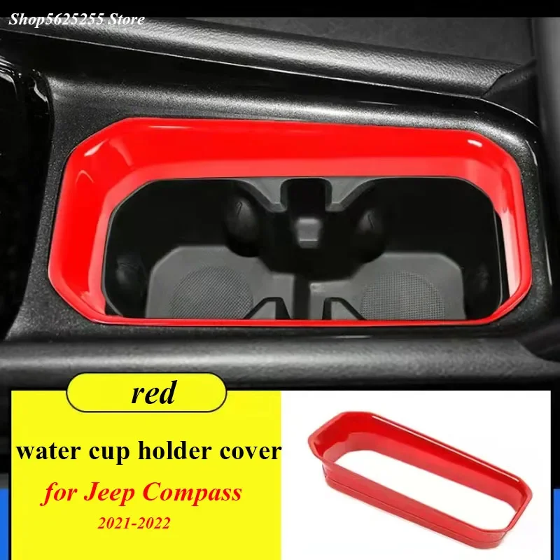 For Jeep Compass 2021 2022 Carbon Fiber Cup Holder Cover Trim Water Bottle Frame Interior Accessories Car Styling