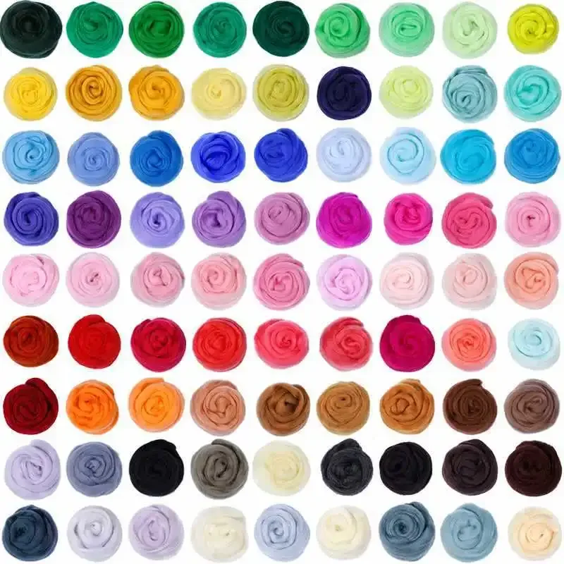 10g Wool Needle Felt Wools Kit of 10 Colours Wool Roving Felting Wools Dry Felting Needle Felt Wool Set for Starter DIY Crafts