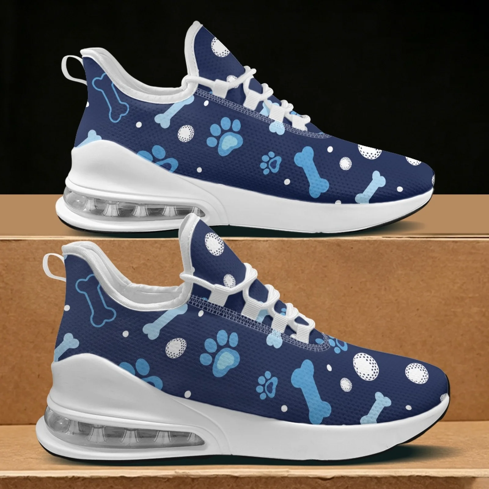 PENSTROLL Paw Bone Pattern Nurse Shoes Lace-Up Lightweight Gym Shoes Gym Trainers for Women Walking