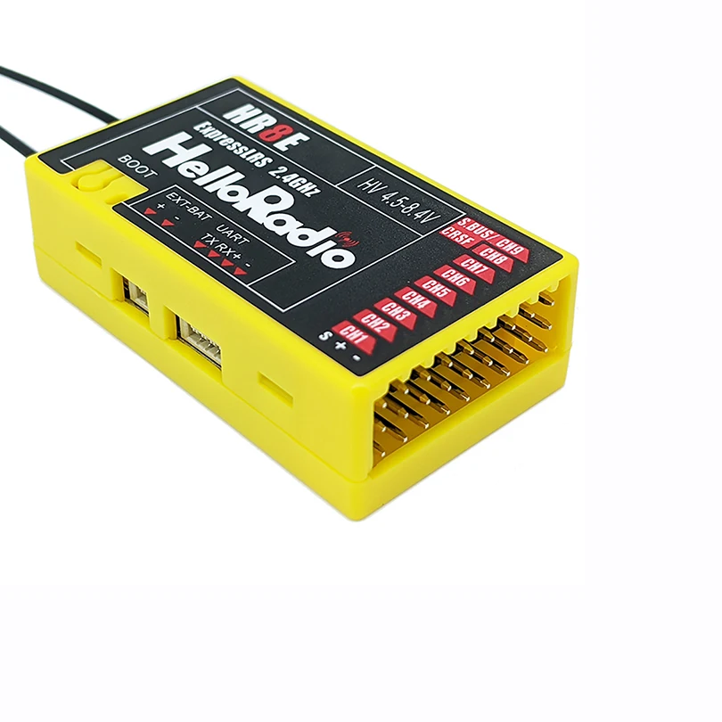 HelloRadio HR8E ELRS 2.4G 9 채널 PWM 전원 공급 장치, DC 4.5-7.4 V 리시버 듀얼 안테나 고정 날개 모델, RC 보트 범용