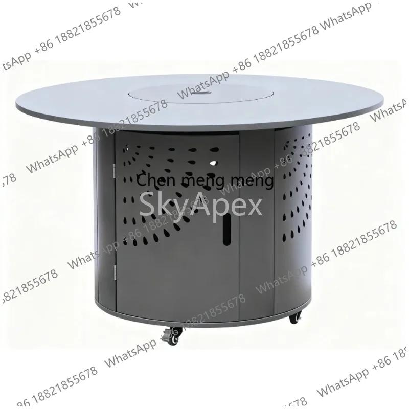 

Luxurious Steel Multi Functional Outdoor BBQ Table Auto Ignition Charcoal Electric Heat Control AntiScald Handle Patio Cooking