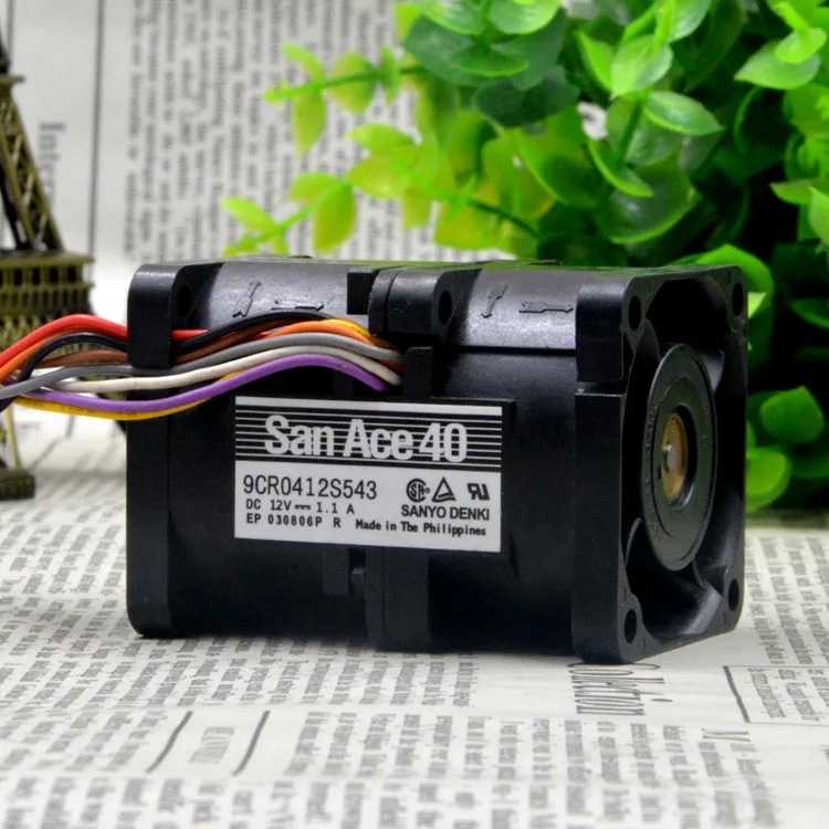 San Ace 40 Sanyo 9CR0412S543 4056 40mm 4cm 12V 1.1A Temperature Control Dual Motor High Speed Server Fan