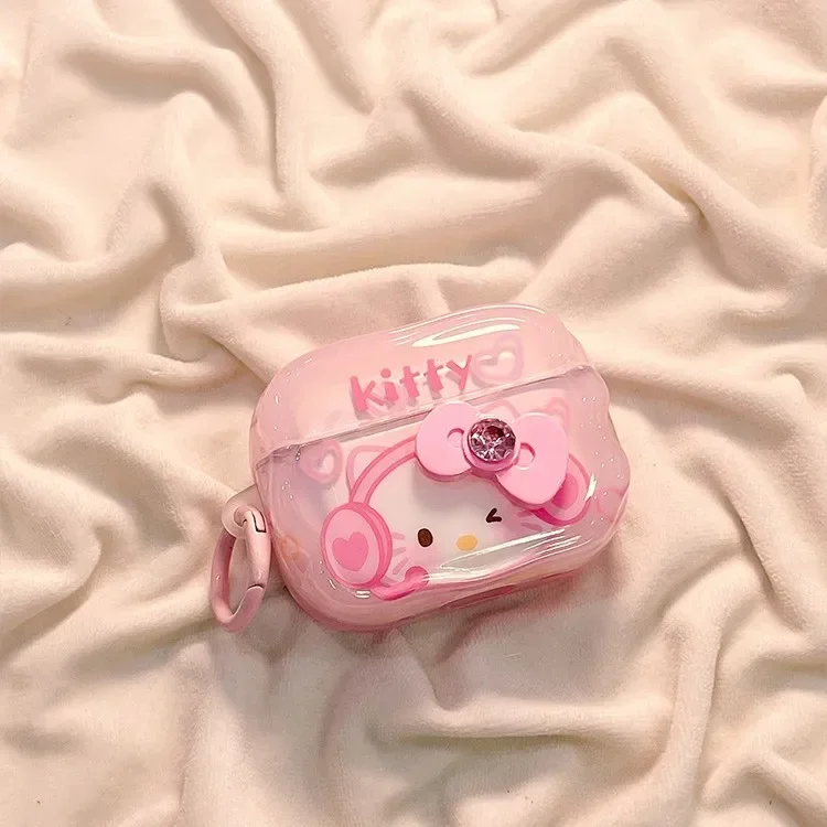 Para AirPods 4 2024 funda para auriculares Fundas protectoras rosa Hello Kitty con gancho estuche de carga para auriculares Apple AirPods 1 2 3 Pro