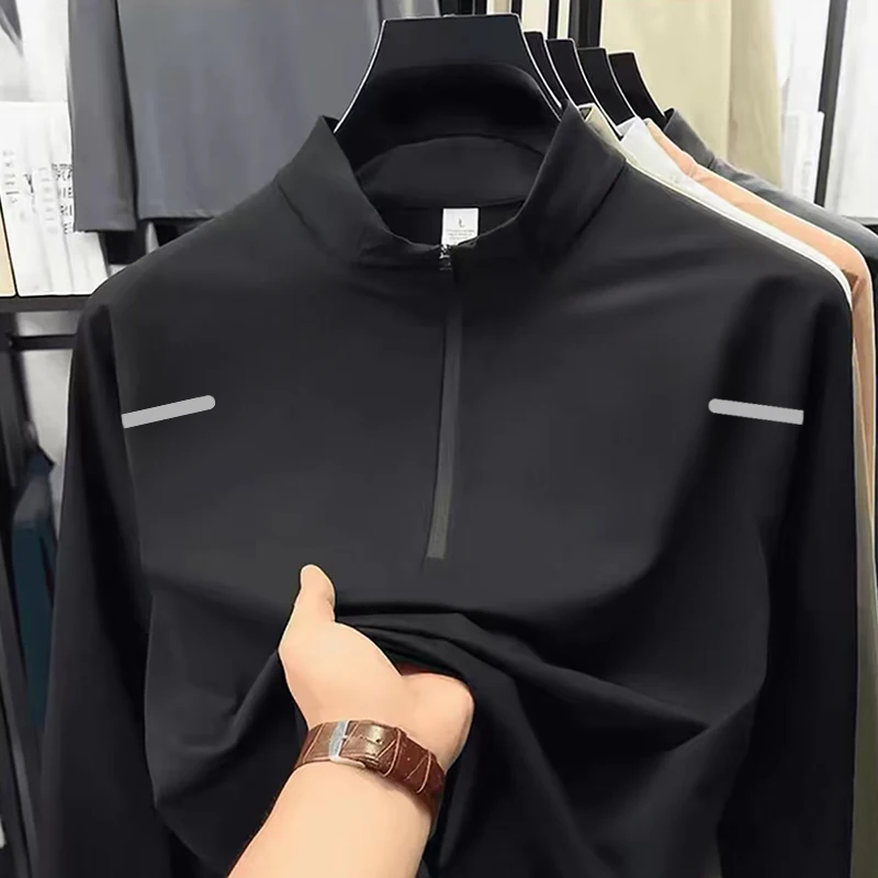 Men's Sportswear Long Sleeve Half Zip Quick Dry Fitness Running Top Autumn Winter Warm Training Cycling Suit Casual Leisure S...