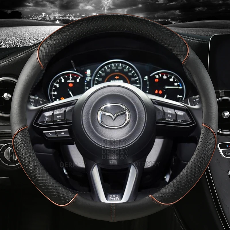 PU Leather DERMAY Car Steering Wheel Cover for CX5 CX4 CX3 CX7 CX30 CX-50 CX-60 CX-70 CX90 Auto Accessories Fast Shipping