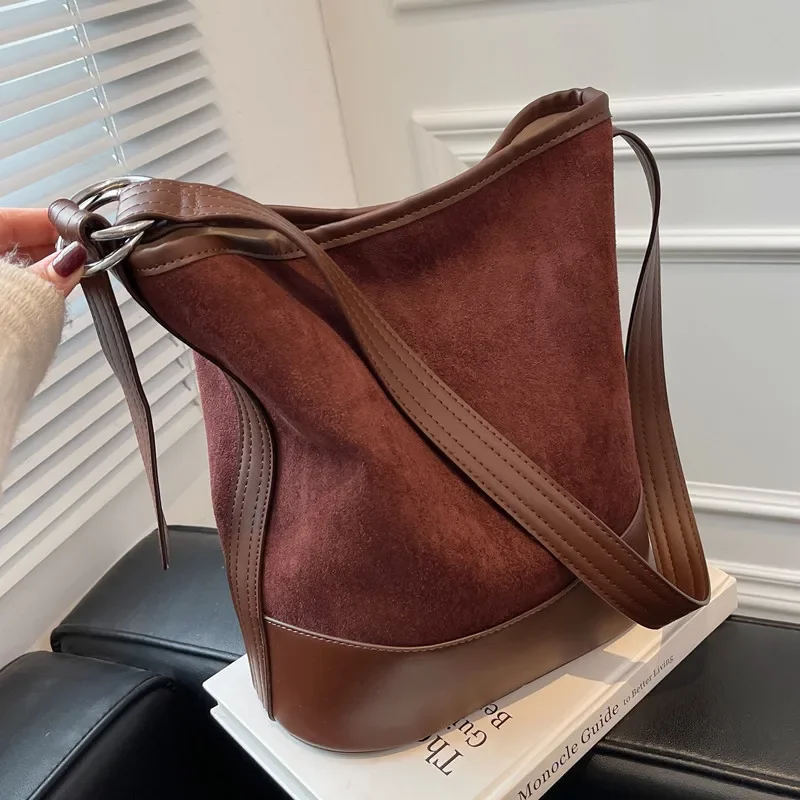 

Vintage Matte PU Leather women Bucket Shoulder Bag Luxury Designer female Crossbody bag ladies handbag satchel bolsos coffee bao