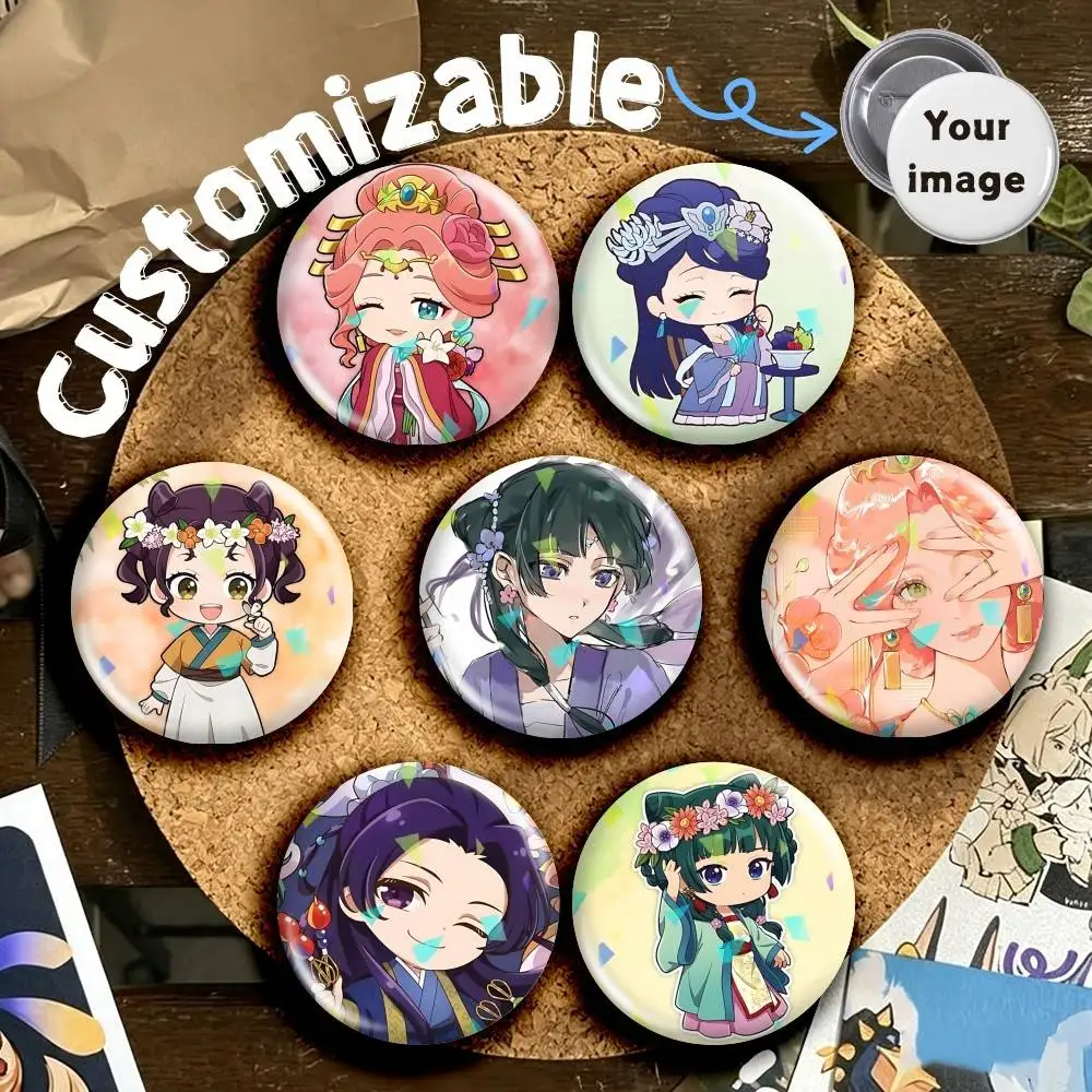 A-Apothecary Diaries Official Art Design Round Brooch Pins, Personalized Badges With Broken Glass Design Fashion Accessory