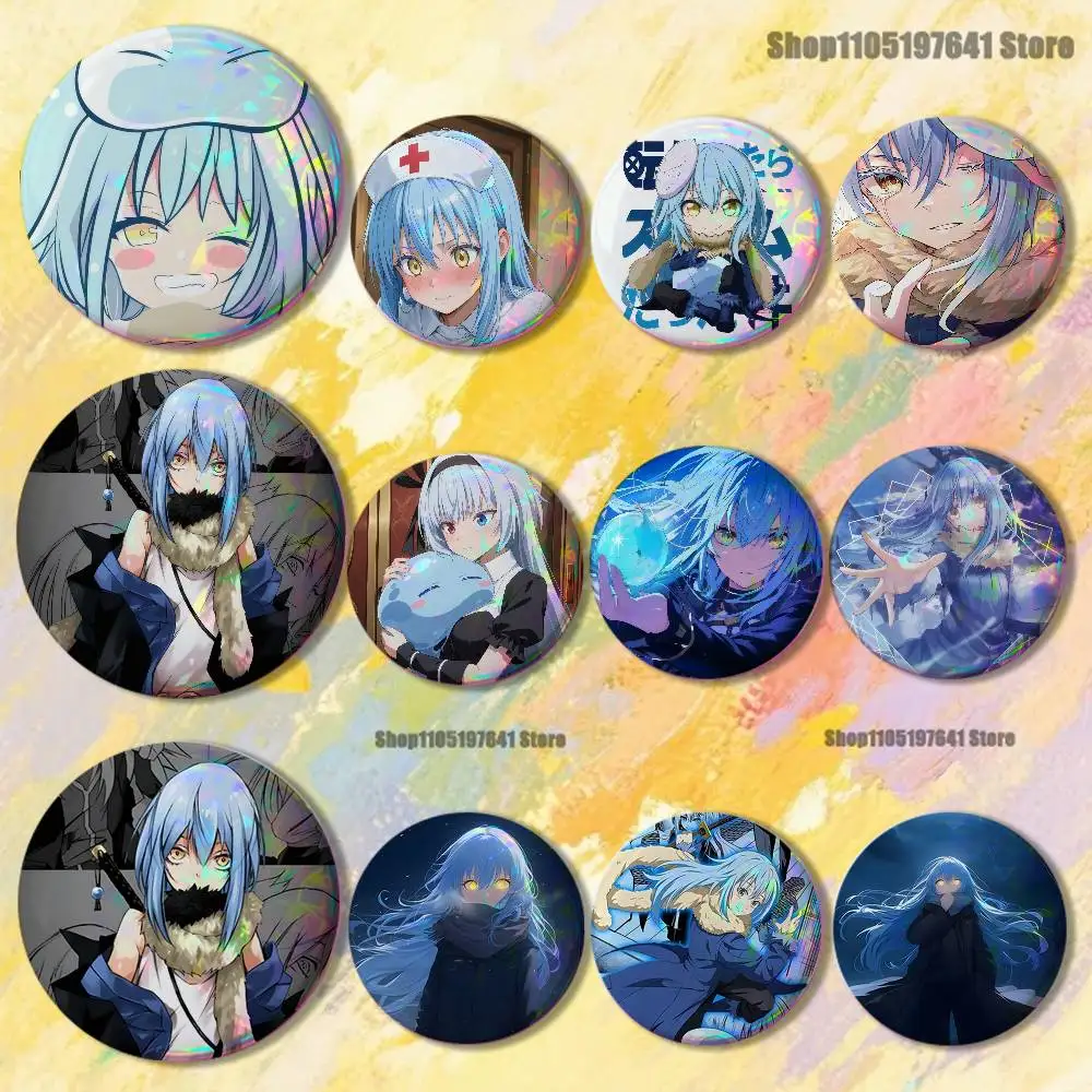 

T-Tensei Slime R-Rimuru Anime Badges Button Round Creative Pin Brooch Badge Bag Decor Accessories Fans Collect Friends Gifts