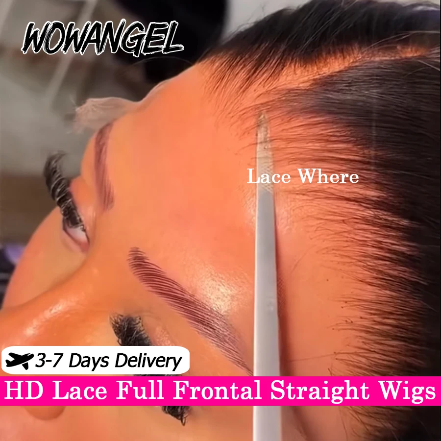 Wow Angel HD Lace Full Frontal Wigs 250% Straight 5x5 HD Lace Closure Wig Human Hair Wigs Skins Melted Remy Brazilian For Woman