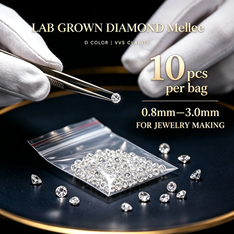 10 pcs/bag Wholesale D VVS Lab Grown Diamonds Without IGI Certificate 0.8mm-3.0mm Factory Price Excellent Cut Super White Stone