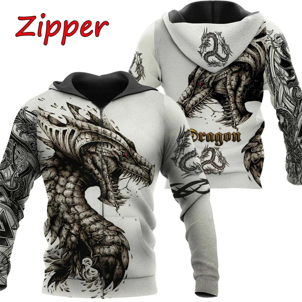 

2024 Fashion and Leisure Dragon Pattern Hoodie 3D Digital Printing Hoodie Men's Sports and Leisure Fashion Top Pattern