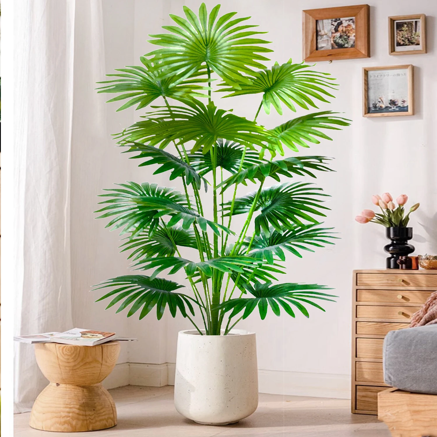 60-80 cm (31.5 in)  Artificial fan leaf tropical plant large fake palm office home holiday decoration