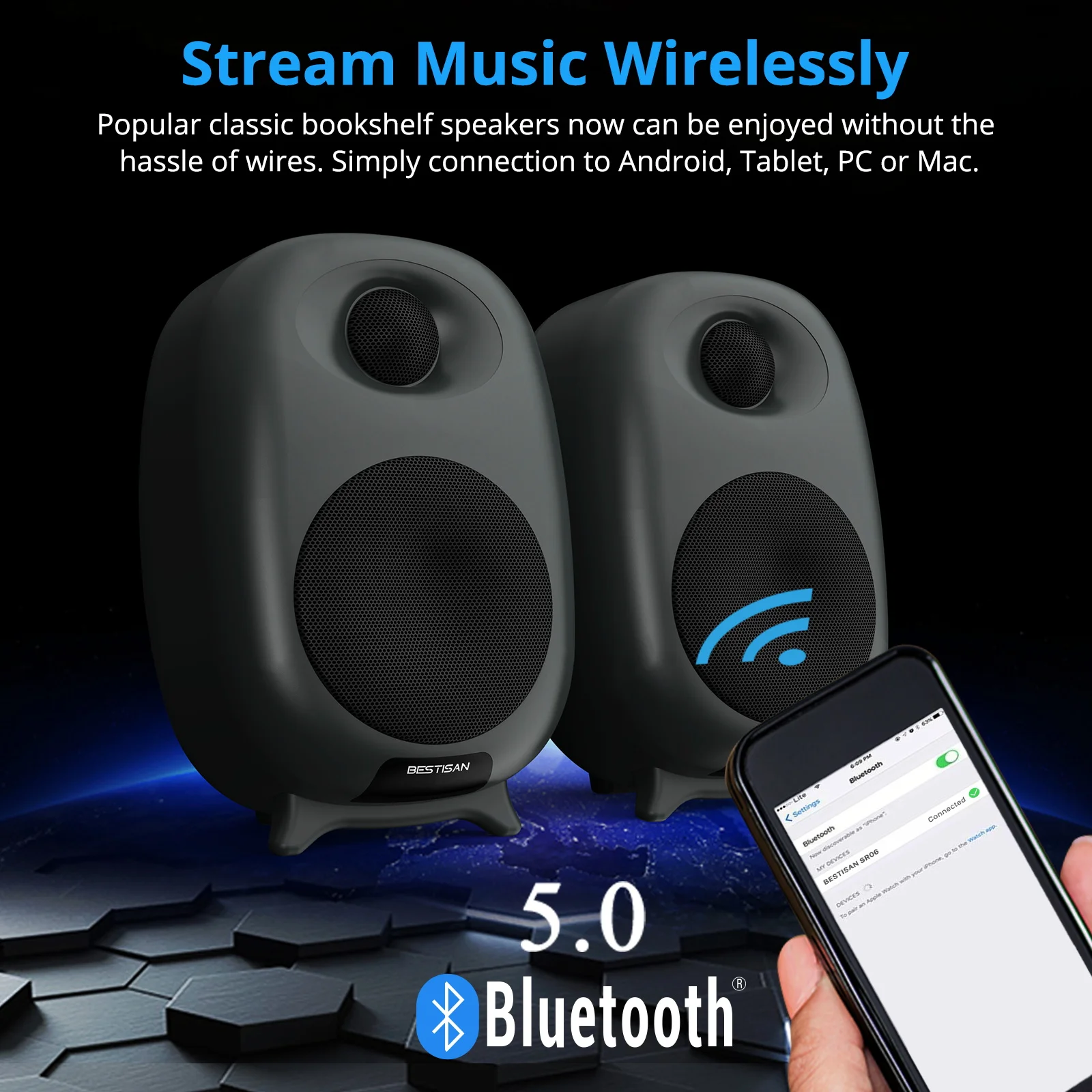 3-Inch High-End Audiophile Home Bookshelf Active Hi-Fi Speakers 50-100W 35Hz-22kHz Two-Way RGB LED Gaming Party Speakers
