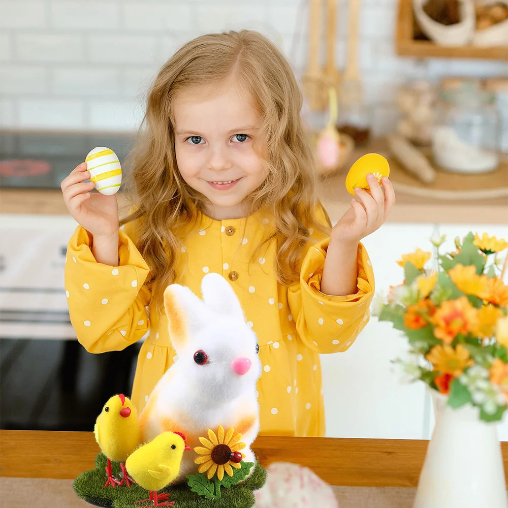 

Easter Decorations 2025 Bunny Figurine With Chick Sunflower Home Garden Birthday Party Kids Gifts Spring Easter Supplies