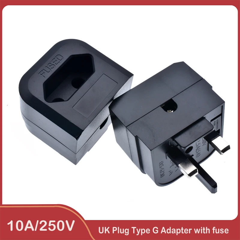 UK Plug Type G Adapter with fuse 13A EU European 2 prong round to UK Singapore Malaysia 3 Pin Conversion Power Adapter safety