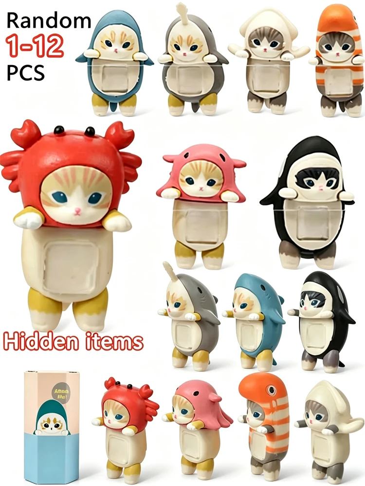 Sunny Angel Blind Box Hippers Mini Anime Figur Mo fusand Shark Cat Actionfigur Spielzeug für Fans Kinder Weihnachtsgeschenke