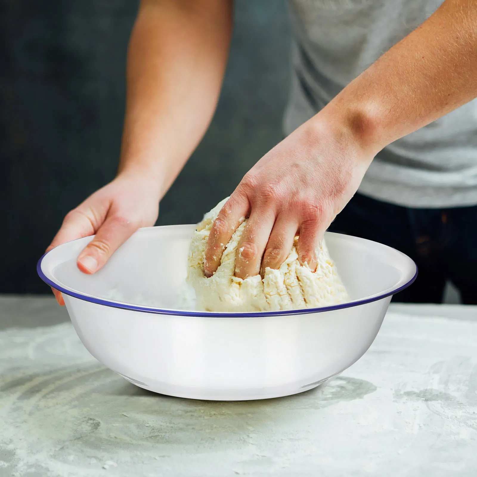 

Large Enamel Basin Vintage Style Heavy Duty Washing Bowl For Kitchen Vegetable Face Clothes Cleaning Smooth Surface Easy To