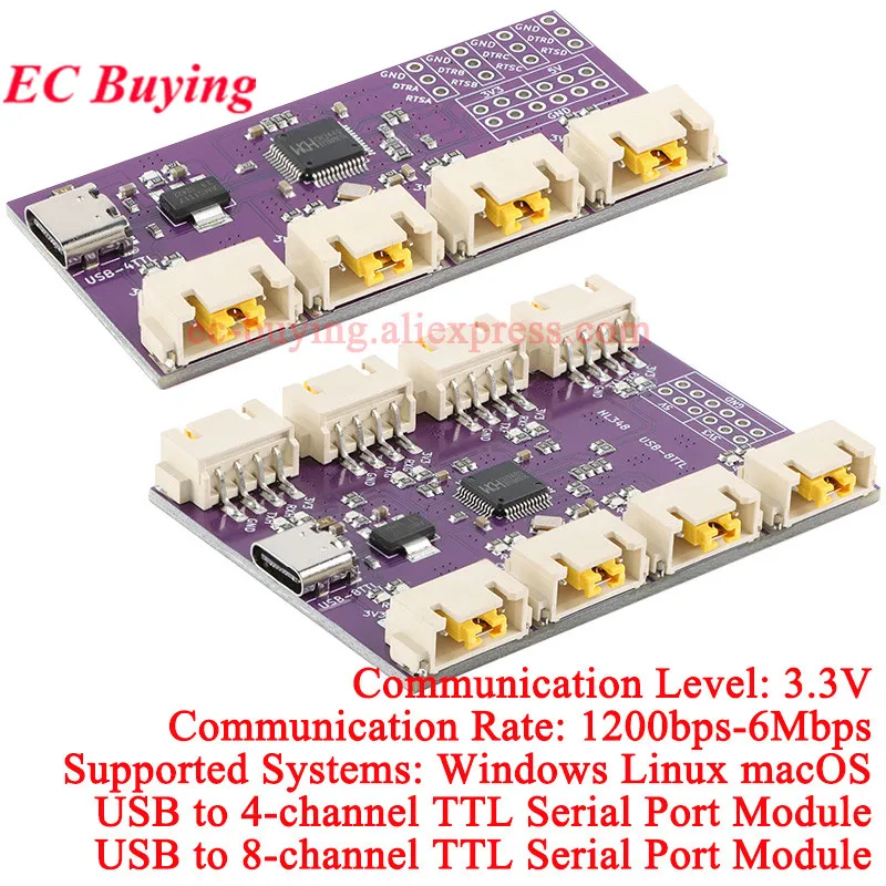 usb-на-4-8-каналов-последовательный-порт-ttl-интерфейс-usb-type-c-6-Мбит-с-высокоскоростной-модуль-преобразования-чипа-ch344-ch348