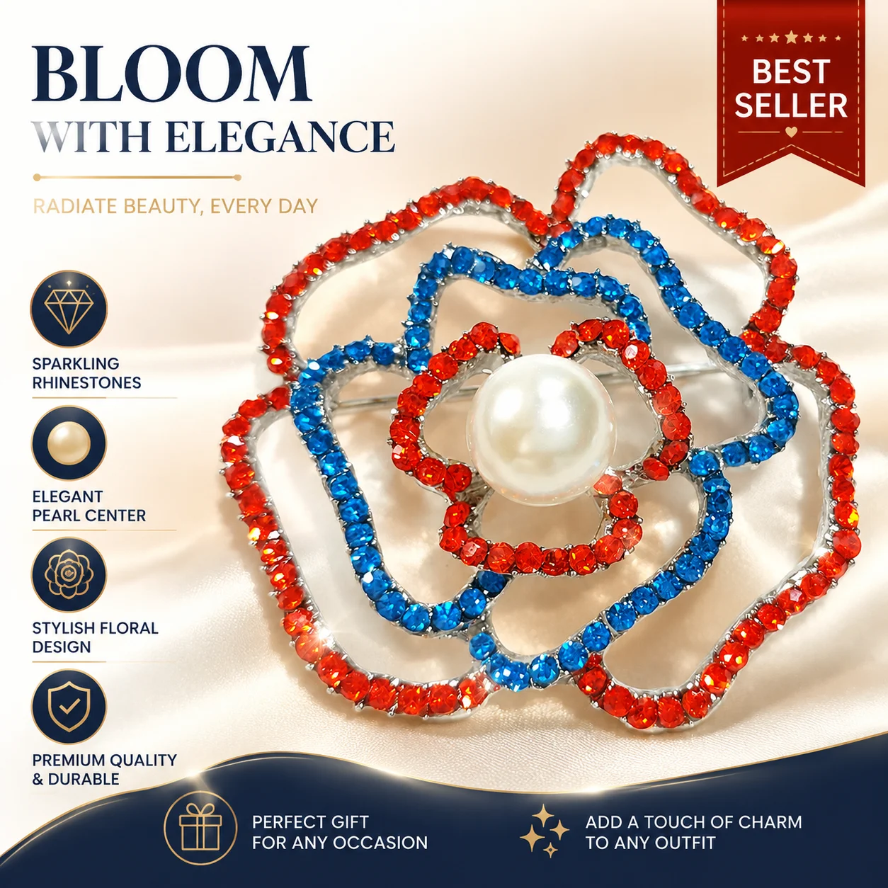 PD BROOCH Spring Summer New High-end Japanese and Korean Fashion Versatile Cute Elegant Pearl Brooch Accessory for Clothing
