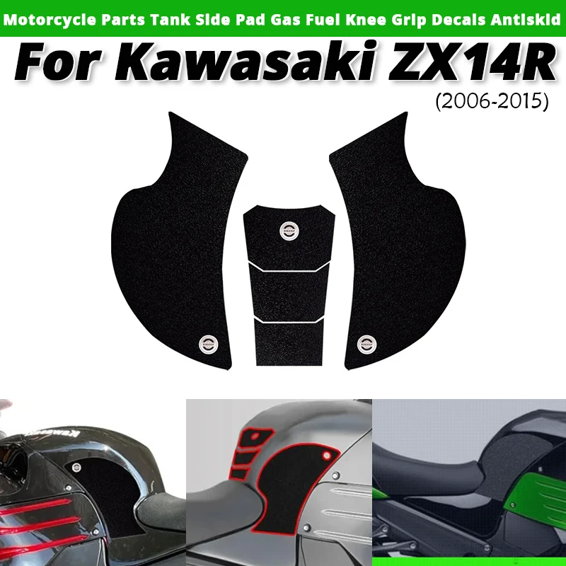 

For Kawasaki ZX14R ZX-14R 2006-2015 Motorcycle Parts Tank Slde Pad Gas Duel Knee Grlp Decals Antlkld Slip on Kawasaki ZX14-R
