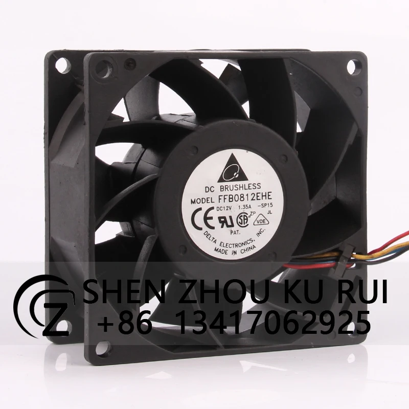 FFB0812EHE Case Cooling Fan for DELTA 24V 48V DC12V 1.35A EC AC 80X80X38MM 8CM 8038 3-wire Double Ball Bearing Large Capacity