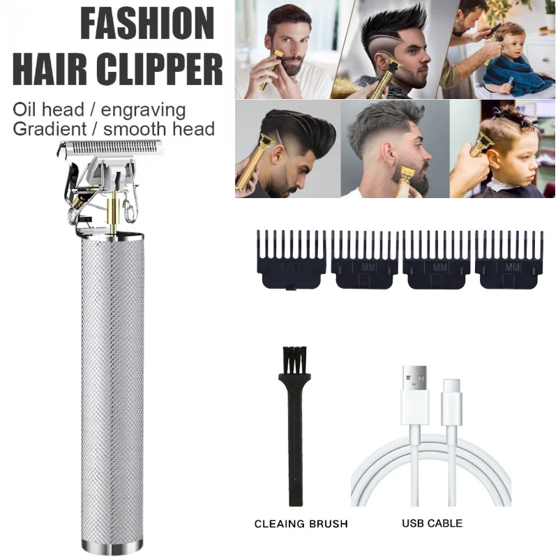 T9 Cordless Hair Clipper Rechargeable Beard Trimmer for Men 4 Combs Brush USB C Charging Cable Low Vibration Shaver Groom Tool