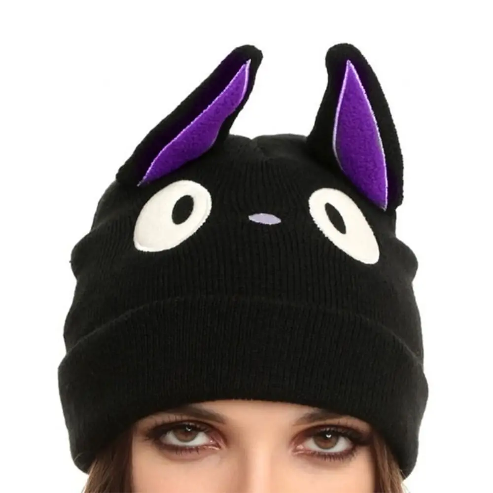 Anime Black Cat Beanie Cute Cartoon Wool Blends Cosplay Hat Soft Warm Winter Warm Knitted Cap Hat