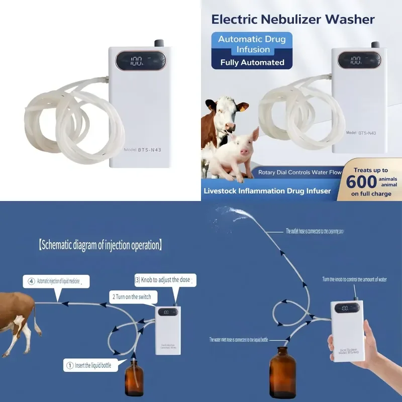 牛、豚、羊用電動子宮洗浄器-5200mahバッテリー-デュアルledライト付き