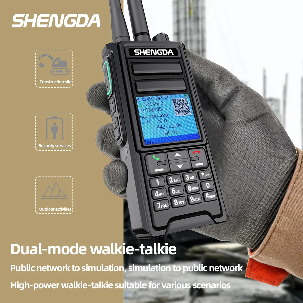 

SD HP-795 Walkie-Talkie 10w 4G POC UHF/VHF DMR Encryption Multi-Band Handheld Radio LCD Display Type-C Charging GPS Positioning