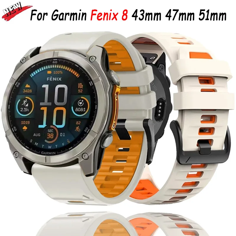 Original Silicone strap For Garmin Fenix 8 43mm 47mm 51mm bracelet Wristband Garmin for Epix/Quatix7/Fenix 7X 6X 7S Pro correa