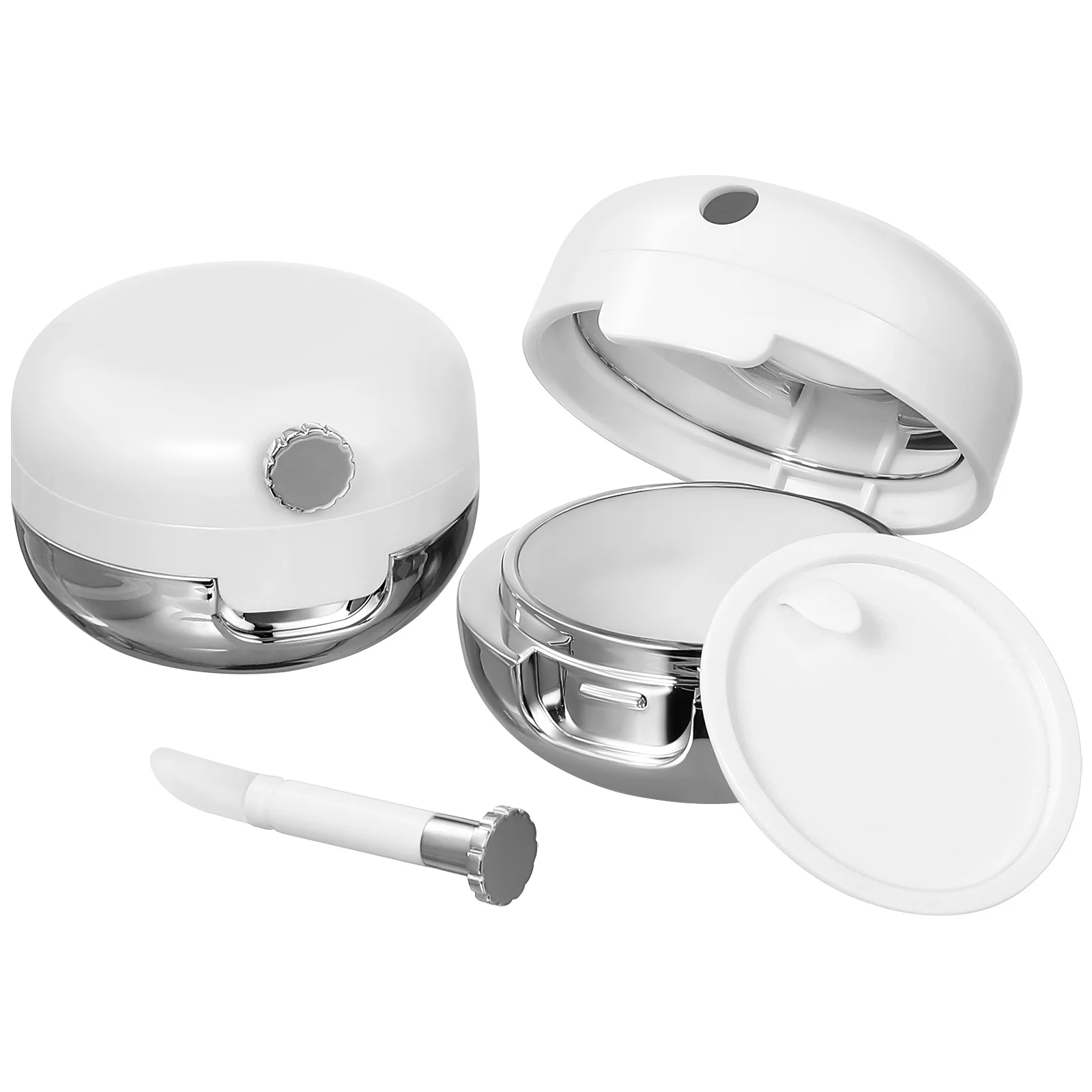 قطعتان من حامل بلسم الشفاه الصغير مع مرآة وفرشاة سيليكون بتصميم مقاوم للغبار لملحقات السفر لوشن كريم أحمر الشفاه #2