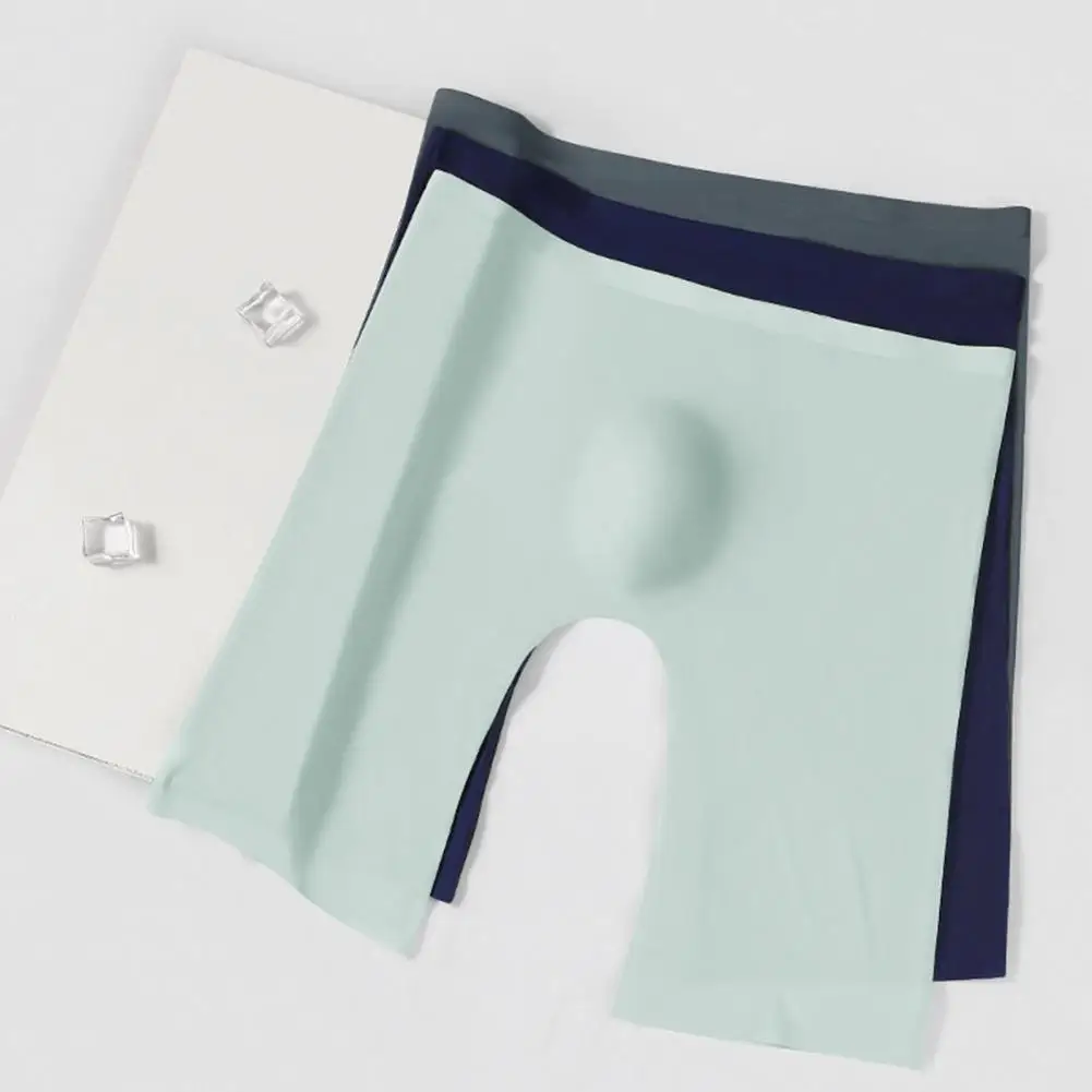 Non-stretched Men Boxers Breathable Ice Silk Men's Boxer Shorts with U-convex Design Seamless Mid-waist for Summer for Men