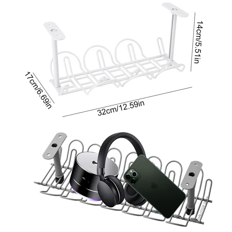 Under Table Socket Hang Holder Desk Cable Management Tray Power Strip Storage Rack For Offices Living Room Wire Cord Organizer
