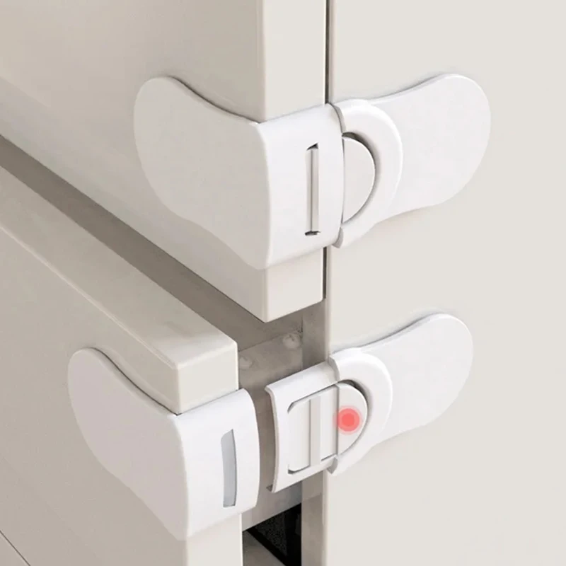 Baby Safety Drawer Lock Anti-Pinching Hand Cabinet Drawer Locks Plastic White Safety Buckle for Children Kids Protection