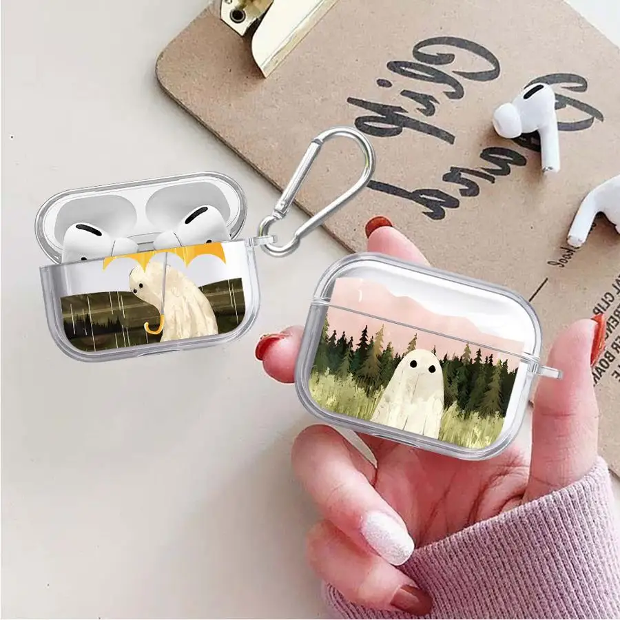 

Clear Earphone Cases Cover Case For Airpods Pro2 1 3 4 Pro 2 Pro3 Oil Painting Ghost