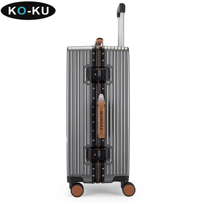 KO-KU 2024 New 26-Inch Large-Capacity Luggage 20-Inch Boarding Box Aluminium Frame Password Lock Mute Universal Wheel Suitcase