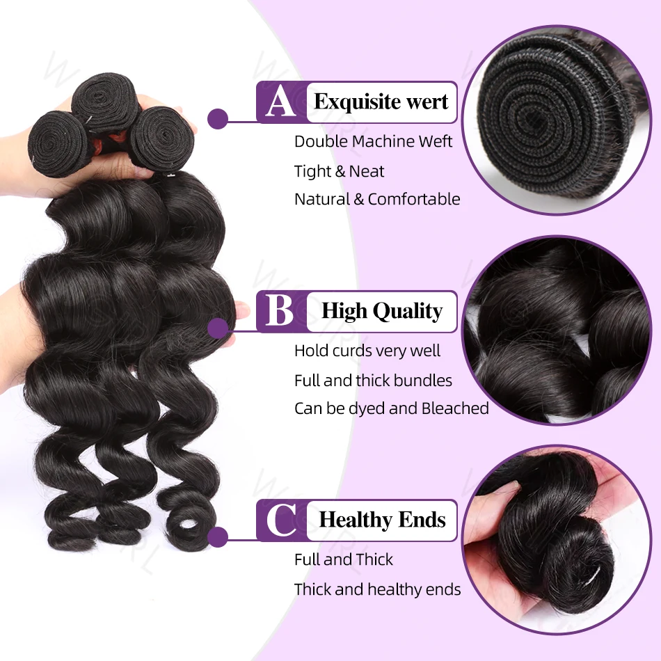 30 32 Inch Bundles Human Hair Loose Deep Wave Bundles Brazilian 3 4 Loose Waves Human Hair Bundles Raw Hair Extensions Tissage