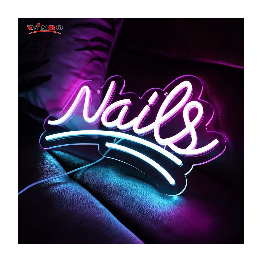 rgb neon strip light sign custom nails letters sign neon