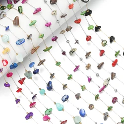 1Meter/Pack Stainless Steel Natural Stone Pearl Beads Chains for Handmade DIY Necklace Bracelets Jewelry Making Accessories