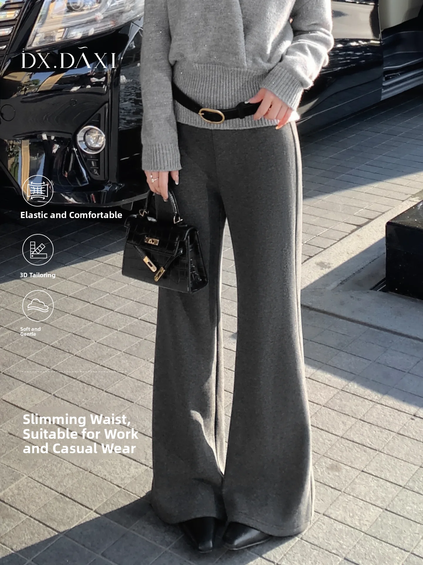 

Мягкие уютные вязаные повседневные брюки с высокой талией для женщин, зимние, модные, универсальные, свободного кроя, расклешенные, для поездок на работу, теплые, из смесового полиэстера