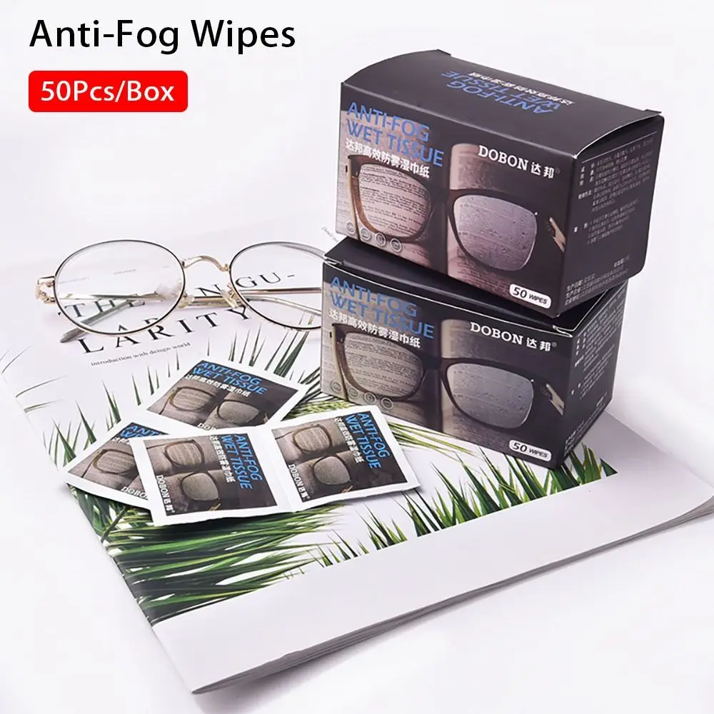 

50Pcs/Box Anti-Fog Wipes for Glasses Pre-moistened Antifog Lens Wipe Individually Wrapped Disposable Defogger Eyeglass Wipes