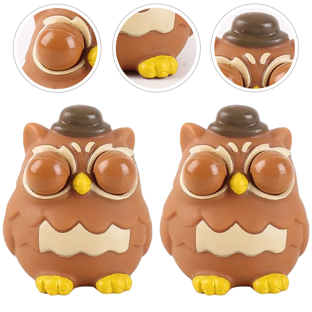 Jouets à presser hibou, 3 pièces, jouet d'anxiété de dessin animé, œil vert, léger, cadeau parfait, extensible et amusant