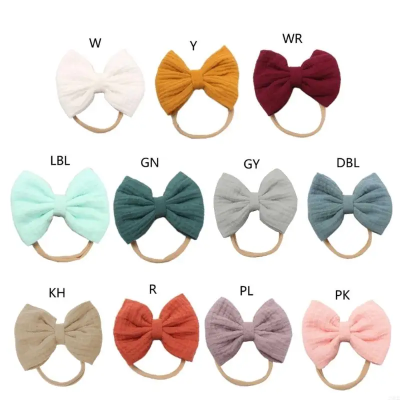 29EE Baby Girls Elastic Bows Headband Soft Cotton Fashion Princess Bowknot Hair Band Newborn Toddler Kids Headwear Hair
