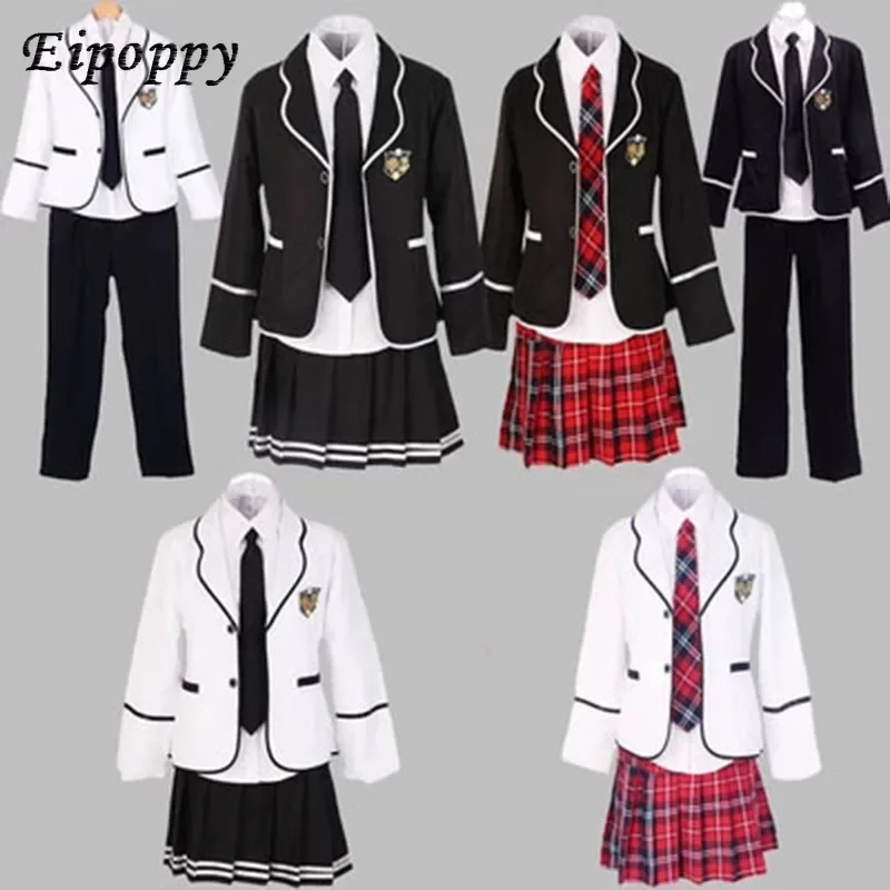 Uniforme Escolar de coro de manga larga para estudiantes, conjunto de uniforme JK de Corea para niños y estudiantes de secundaria